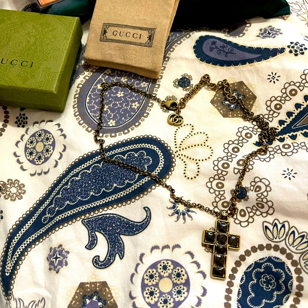 Gucci Black Cross Necklace